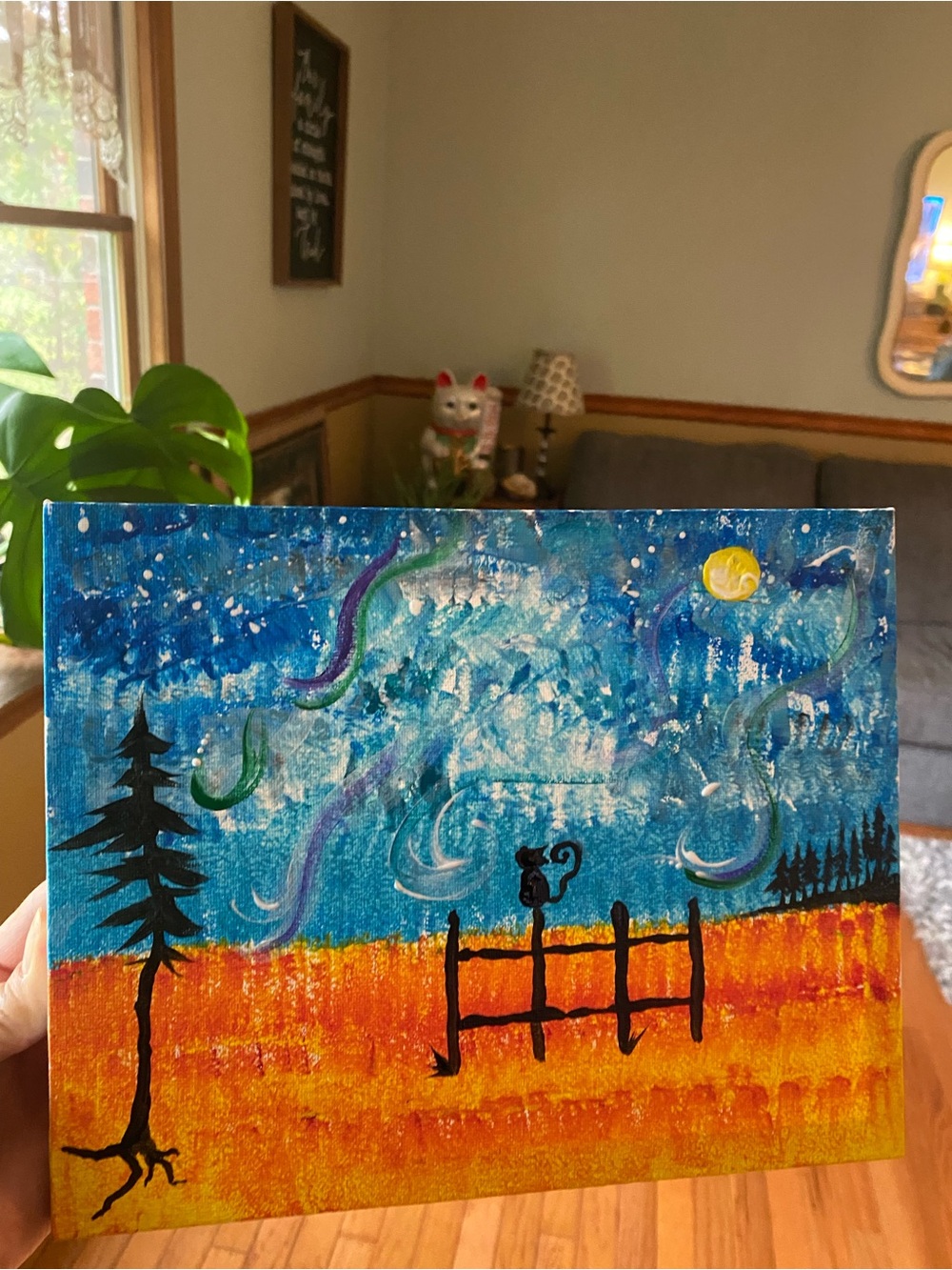 Handmade Blue & Orange Landscape Canvas Wall Art @heatherelio825